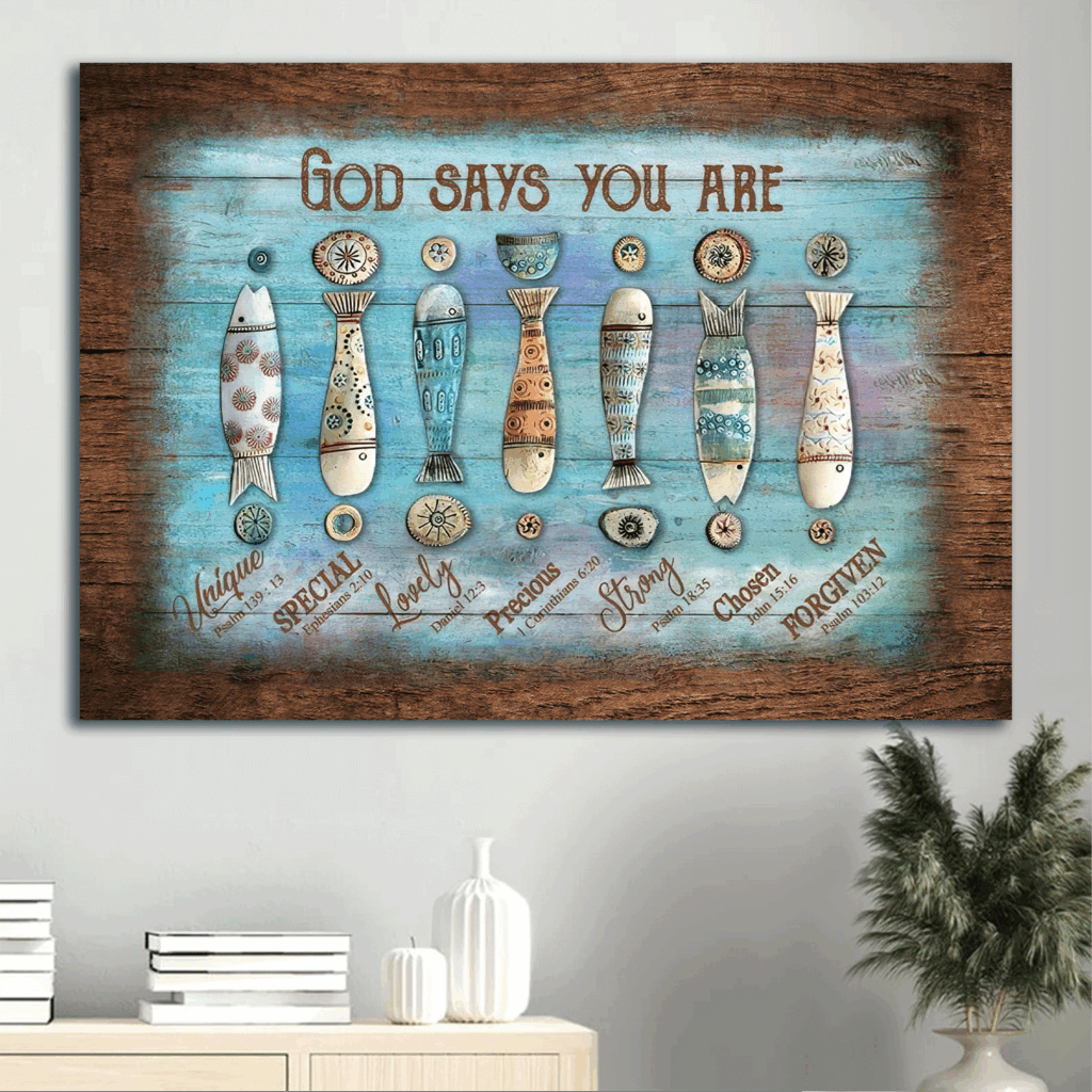 Jesus Landscape Poster Home Decor Gift: Fish Hook Fishing Rod Christian Art – God Says You Are Jesus Landscape Poster Home Decor Gift: Fish Hook Fishing Rod Christian Art – God Says You Are