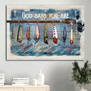 Jesus Landscape Poster Home Decor Gift - Beautiful Fish & Fishing Rod - Gift for Christian