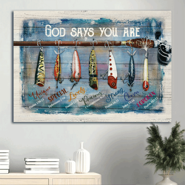 Jesus Landscape Poster Home Decor Gift – Beautiful Fish & Fishing Rod – Gift for Christian