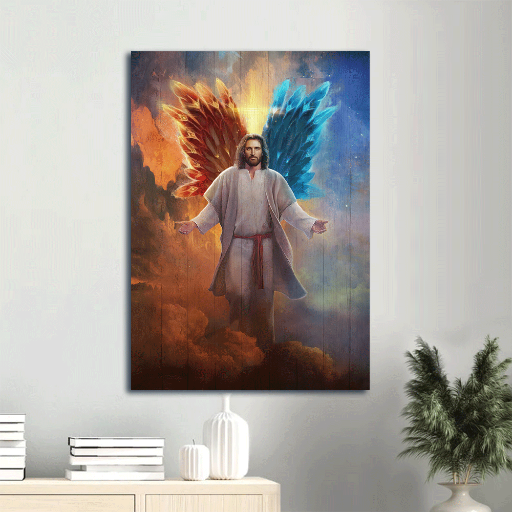 Jesus & Faith Portrait Poster: Christian Home Decor Gift with God Wings Drawing in Skies Wall Art Jesus & Faith Portrait Poster: Christian Home Decor Gift with God Wings Drawing in Skies Wall Art