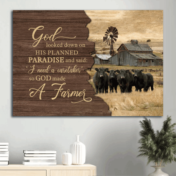 Religious Christian Home Decor: Jesus Landscape & Aberdeen Angus Poster Gift