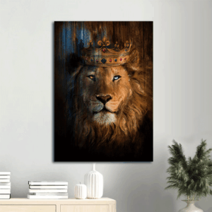 Jesus is King Lion Portrait & Crown Landscape Poster Home Decor Gift - Christian Wall Decor