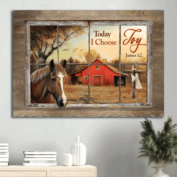 Jesus Landscape Poster: Horse Sunset Red House  Poster Home Decor Gift – Christian Home Decor Gift