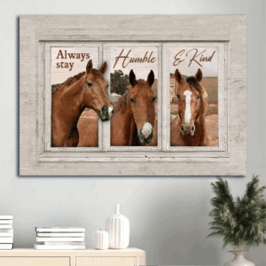Christian Home Decor Gift: Jesus Landscape Poster with Beautiful Horse Painting on White  Poster Home Decor Gift - Stay Humble and Kind