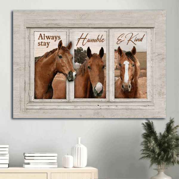 Christian Home Decor Gift: Jesus Landscape Poster with Beautiful Horse Painting on White  Poster Home Decor Gift – Stay Humble and Kind