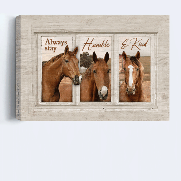 Christian Home Decor Gift: Jesus Landscape Poster with Beautiful Horse Painting on White  Poster Home Decor Gift – Stay Humble and Kind