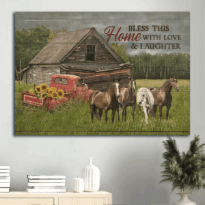 Jesus Landscape Poster: Horse & Meadow  Poster Home Decor Gift - Christian Home Decor Gift - Bless This Home