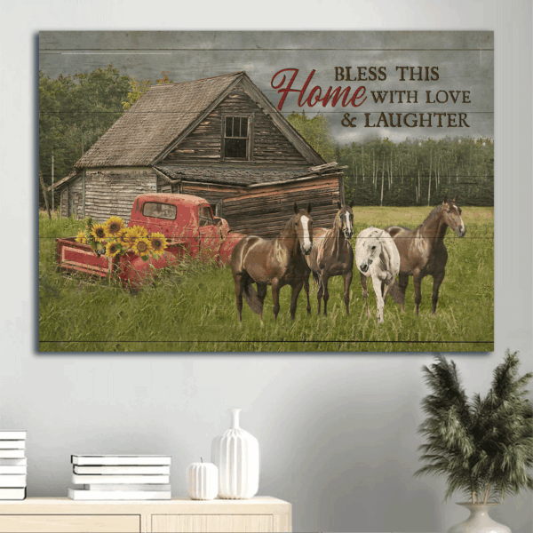 Jesus Landscape Poster: Horse & Meadow  Poster Home Decor Gift – Christian Home Decor Gift – Bless This Home