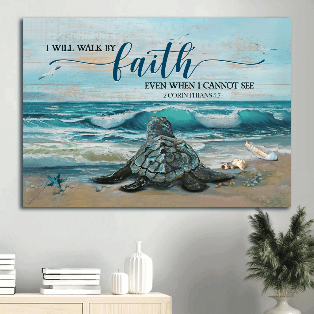 Christian Home Decor Poster Gift – Jesus Sea Turtle & Ocean Landscape – Faith Quote Christian Home Decor Poster Gift – Jesus Sea Turtle & Ocean Landscape – Faith Quote
