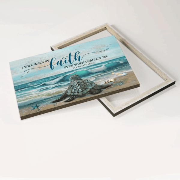 Christian Home Decor Poster Gift – Jesus Sea Turtle & Ocean Landscape – Faith Quote