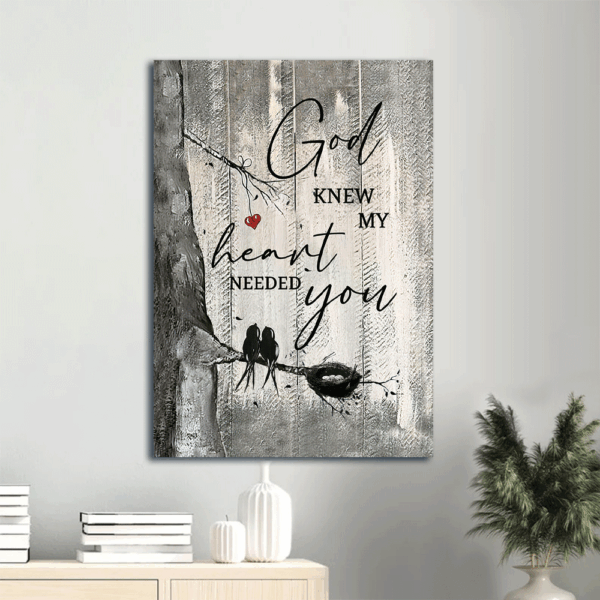 Jesus Portrait Poster Home Decor Gift – Bird & Tree Painting God knew my heart – Wall Art Print