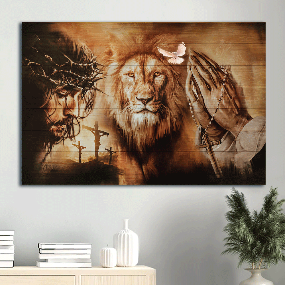 Religious Christian Landscape Poster: Jesus & Lion Healing Prayers Home Decor Gift Religious Christian Landscape Poster: Jesus & Lion Healing Prayers Home Decor Gift