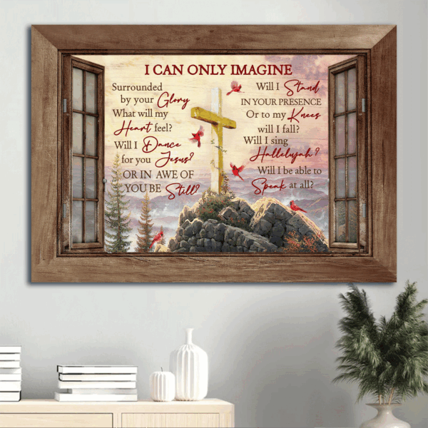 Jesus Landscape Poster – Mountain Cross Sunset Home Decor Gift for Christian