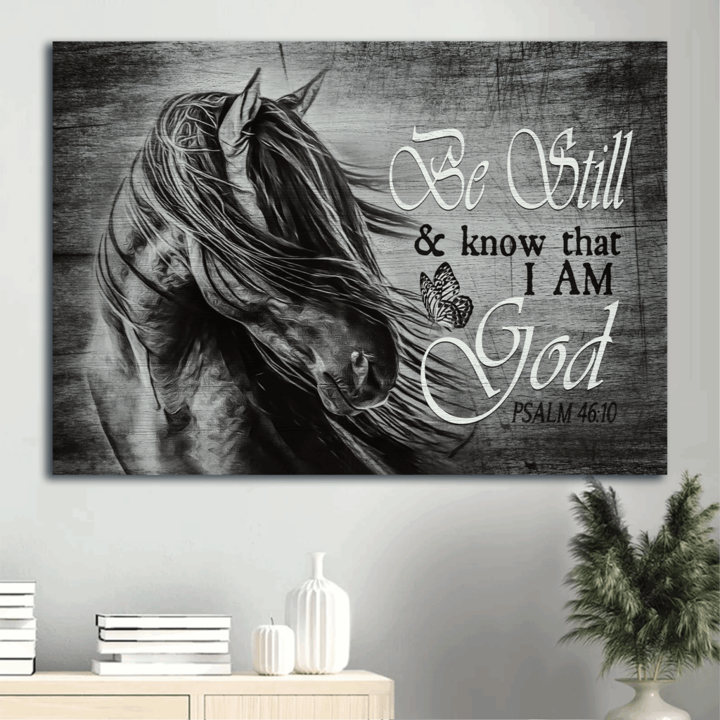 Jesus Landscape Poster: Black and White Horse Painting for Christian Home Decor – Be Still and Know – Christian Wall Art Print Jesus Landscape Poster: Black and White Horse Painting for Christian Home Decor – Be Still and Know – Christian Wall Art Print