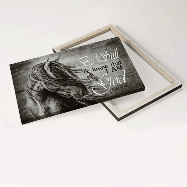 Jesus Landscape Poster: Black and White Horse Painting for Christian Home Decor – Be Still and Know – Christian Wall Art Print