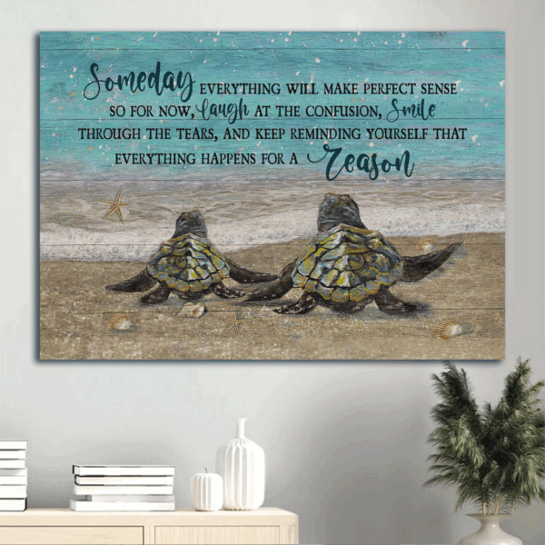 Jesus Landscape Poster – Stunning Sea Turtle & Blue Ocean Decor Gift for Christians – Inspirational Quote Included