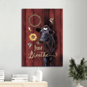 Jesus Portrait Poster Home Decor Gift - Farm Life Angus Cow Sunflower Crown of Thorns - Christian Gift