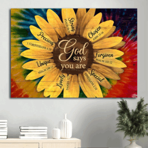 Jesus Sunflower Landscape Poster - Christian Home Decor Gift - God Says You Are