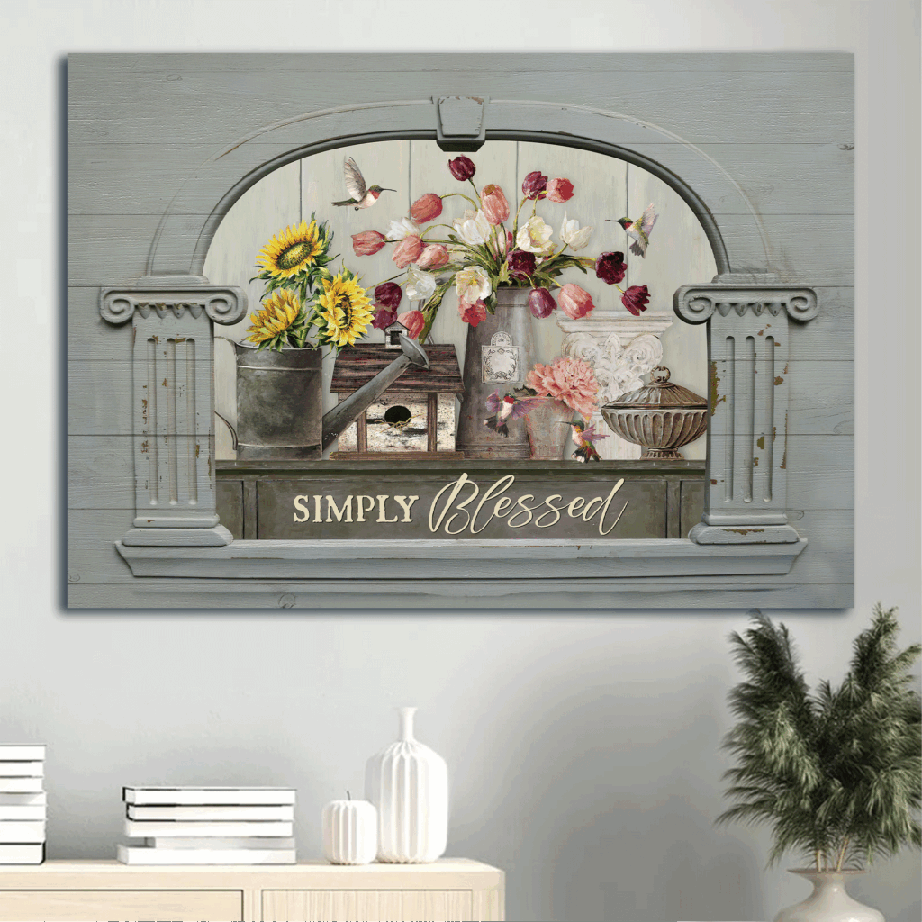 Jesus Landscape Poster Home Decor Gift – Beautiful Tulip Sunflower Painting Colorful Hummingbird – Gift For Christian – Simply Blessed Jesus Landscape Poster Home Decor Gift – Beautiful Tulip Sunflower Painting Colorful Hummingbird – Gift For Christian – Simply Blessed