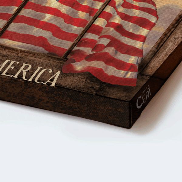 Jesus Landscape Poster Home Decor Gift – Patriotic US Flag Cross Vintage Window – Gift for Christian – God Bless America