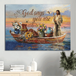 Christian Home Decor Gift: Jesus Sunset & Hummingbird Landscape Poster - Love Resides