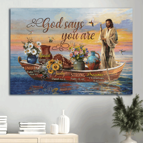 Christian Home Decor Gift: Jesus Sunset & Hummingbird Landscape Poster – Love Resides