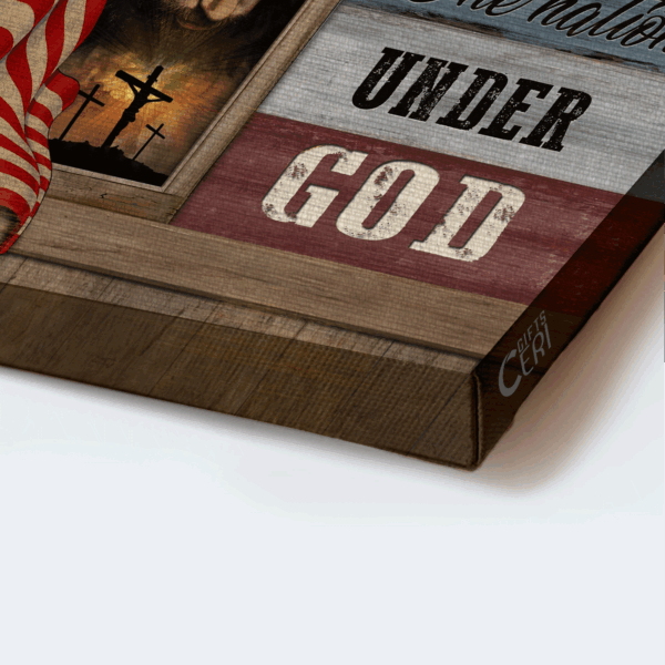 Jesus Landscape Poster Home Decor Gift – Stunning US Flag & Face of Jesus – Perfect Gift for Christians – One Nation Under God