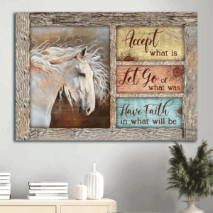 Jesus Landscape Poster: Beautiful White Horse Wooden Frame Pastel Background - Gift for Christian Home Decor - Have Faith in What Will Be