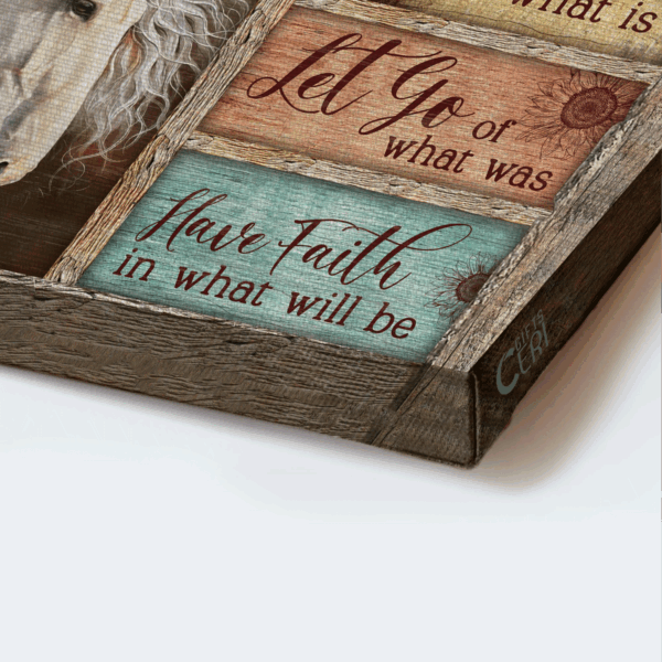 Jesus Landscape Poster: Beautiful White Horse Wooden Frame Pastel Background – Gift for Christian Home Decor – Have Faith in What Will Be