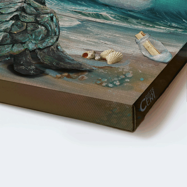 Faith-Inspired Jesus Landscape Poster Home Decor Gift with Sea Turtle and Ocean Drawing – Perfect Gift for Christians