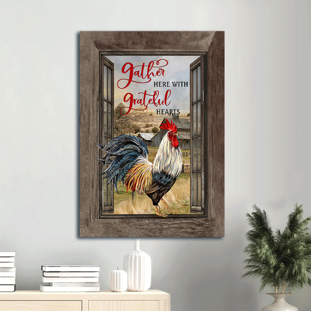 Christian Home Decor: Jesus & Rooster Portrait Poster – Gather Here With Grateful Hearts Wall Art Christian Home Decor: Jesus & Rooster Portrait Poster – Gather Here With Grateful Hearts Wall Art