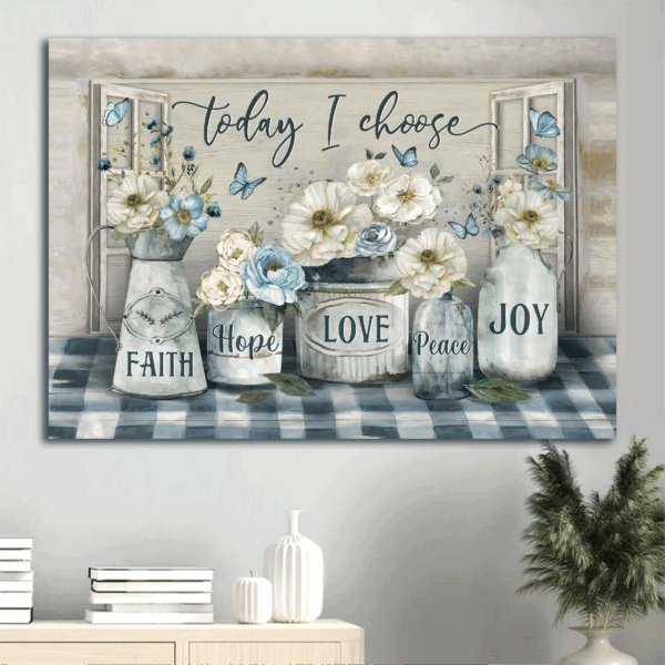 Jesus Landscape Poster: Beautiful Camellia & Blue Butterfly Art – Gift For Christians – Today I Choose Joy
