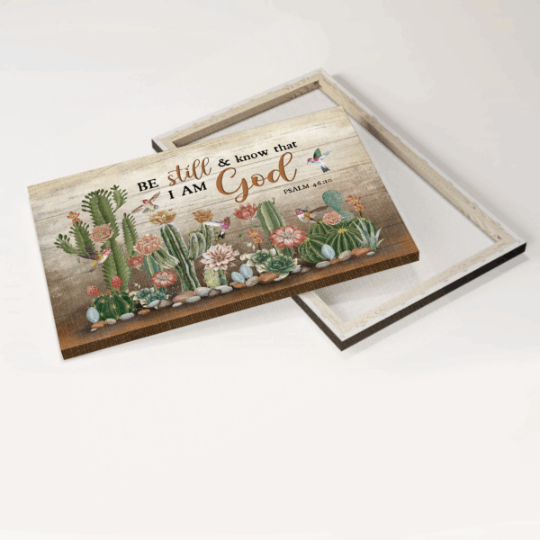 Be Still & Know That I Am God: Jesus Landscape Poster Home Decor Gift with Cactus & Hummingbird  Poster Home Decor Gift for Christians