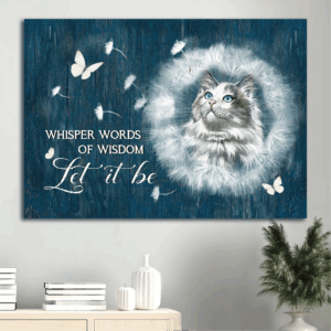 Jesus Landscape Poster Home Decor Gift - Cat Dandelion White Butterfly - Christian Gift - Let It Be