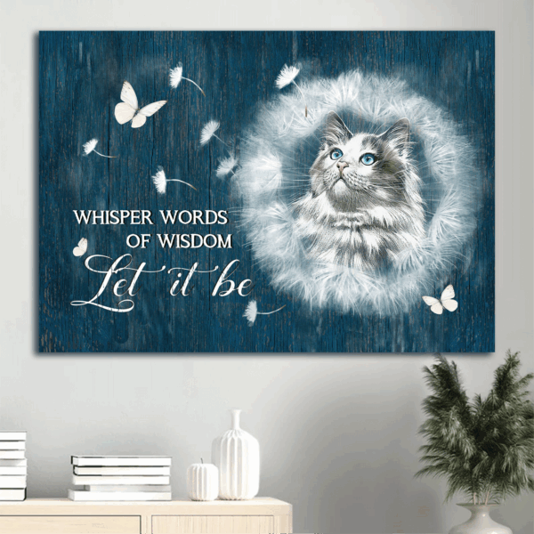 Jesus Landscape Poster Home Decor Gift – Cat Dandelion White Butterfly – Christian Gift – Let It Be