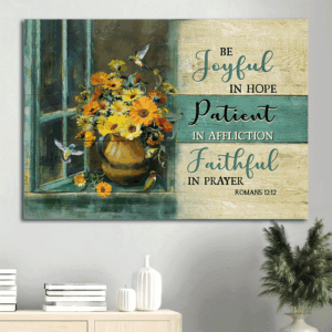 Colorful Jesus Landscape Poster Home Decor Gift with Hummingbird and Wooden Window - Christian Wall Art