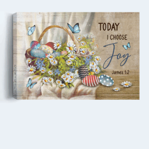 Colorful Easter Egg & Flower Jesus Landscape Poster - Christian Home Decor Gift with Blue Butterfly Poster Home Decor Gift - Today I Choose Joy Wall Decor 3