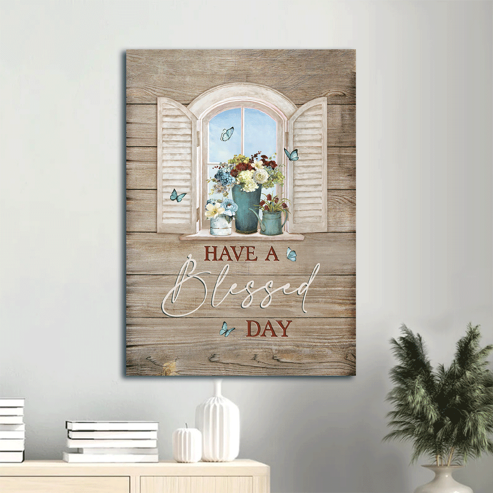 Colorful Jesus Portrait Poster Home Decor Gift – Christian Wall Decor with Flowers Butterfly Vase Window & Wooden Background – Blessed Day Colorful Jesus Portrait Poster Home Decor Gift – Christian Wall Decor with Flowers Butterfly Vase Window & Wooden Background – Blessed Day