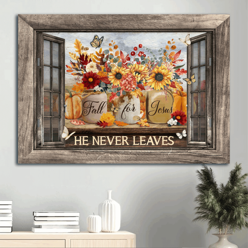 Fall For Jesus Landscape Poster Home Decor Gift – Colorful Flower Pumpkin Painting Butterfly – Christian Wall Decor Fall For Jesus Landscape Poster Home Decor Gift – Colorful Flower Pumpkin Painting Butterfly – Christian Wall Decor