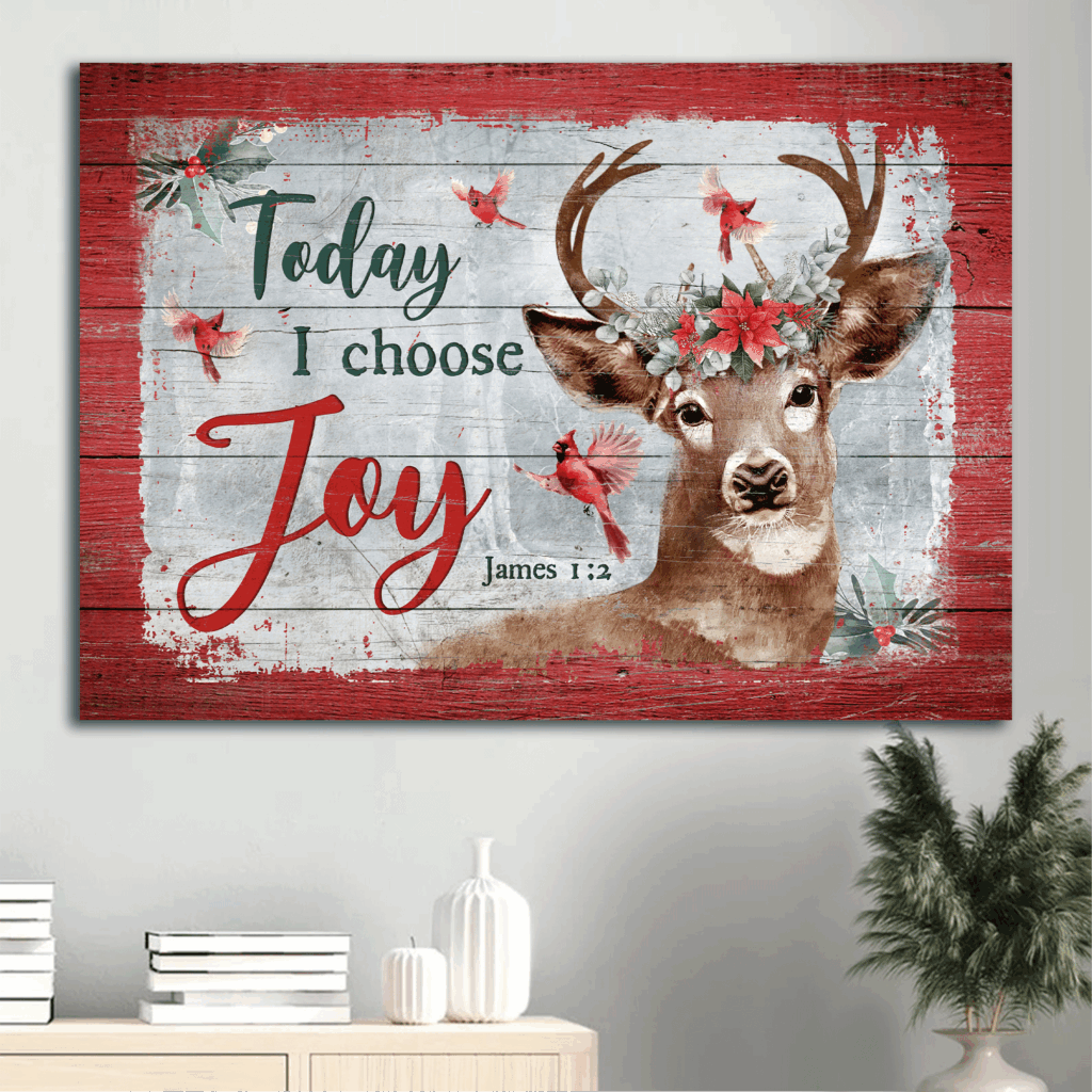 Jesus Reindeer Christmas Wreath Landscape Poster – Unique Christian Home Decor Gift