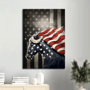 Jesus Portrait Poster Home Decor Gift - Stunning Horse & US Flag Design for Christian Home