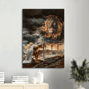 Warrior Jesus Lion of Judah Landscape Poster Home Decor Gift - Christian Wall Art with Amazing Lion Face Painting Prints