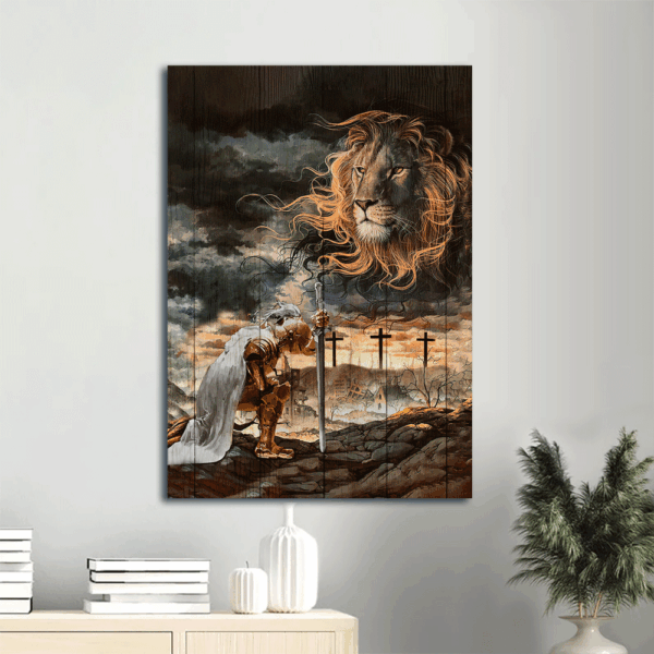 Warrior Jesus Lion of Judah Landscape Poster Home Decor Gift – Christian Wall Art with Amazing Lion Face Painting Prints