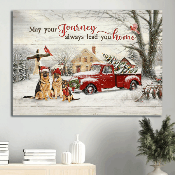 German Shepherd & Jesus Landscape Poster – Christmas Home Decor Gift for Shepherd Lover & Christian