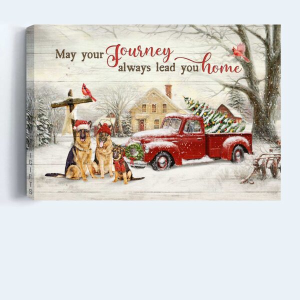 German Shepherd & Jesus Landscape Poster – Christmas Home Decor Gift for Shepherd Lover & Christian