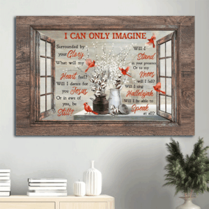 Red Cardinal Landscape Poster Home Decor Gift - Christian Wall Decor Framed Art with Cotton Flower God Faith Jesus - I Can Only Imagine Poster Home Decor Gift