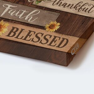 Christian Home Decor Gift - Jesus Portrait Poster - Cardinal Couple Heart & Sunflower Drawing 3