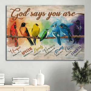 Jesus Landscape Poster - Christian Wall Art Gift for Believers Alluring Bird Paintings - God Says You Are Poster Home Decor