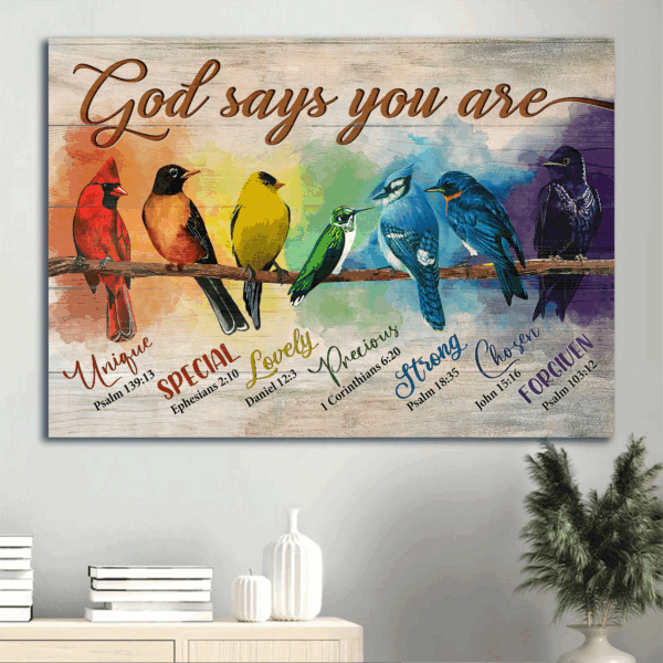 Jesus Landscape Poster – Christian Wall Art Gift for Believers Alluring Bird Paintings – God Says You Are Poster Home Decor