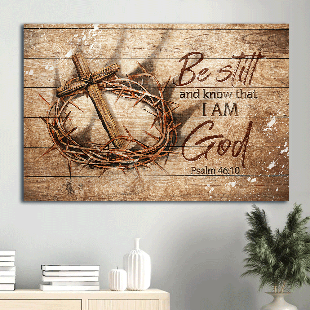 Jesus Landscape Poster Home Decor Gift – Antique Crown of Thorn Wooden Cross – Gift for Christian – Be Still and Know Jesus Landscape Poster Home Decor Gift – Antique Crown of Thorn Wooden Cross – Gift for Christian – Be Still and Know